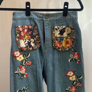 Flash sale! Alice + Olivia Embroidered High Rise Flare Leg Jeans